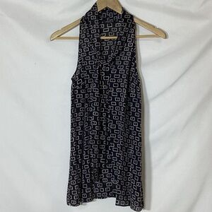 LAFAYETTE 148 New York Sleeveless Top Black and Tan Silk Blend Top Size S